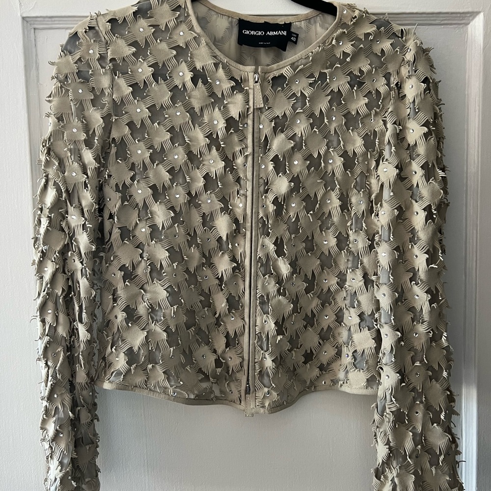Giorgio Armani Textured Beige Women's Blazer